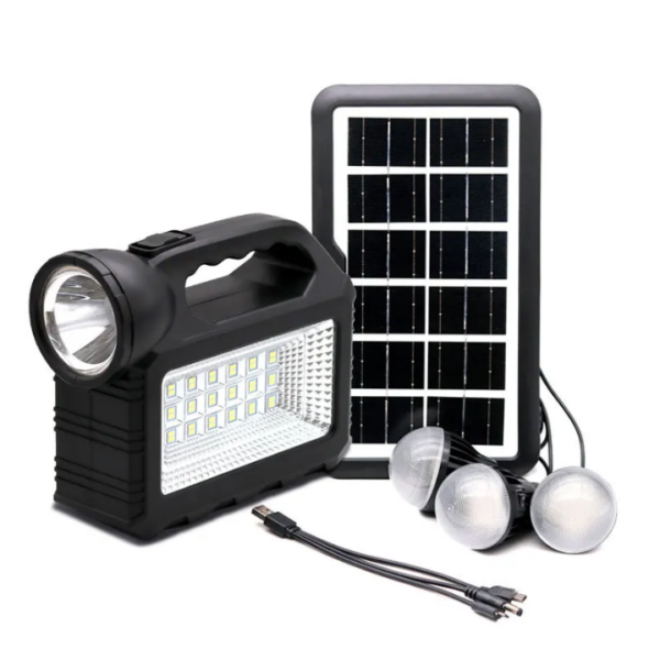 LAMPE TORCHE PORTABLE AVEC 3 AMPOULES ET PANNEAU_SOLAIRE – Image 2