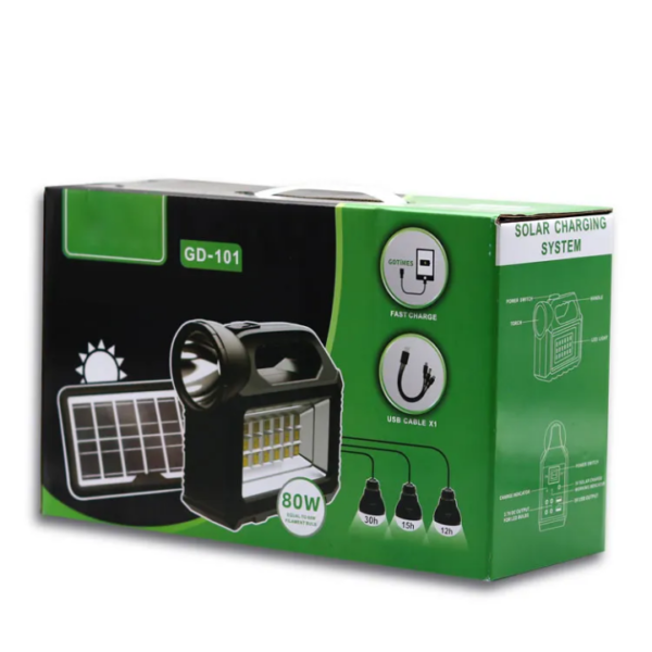 LAMPE TORCHE PORTABLE AVEC 3 AMPOULES ET PANNEAU_SOLAIRE – Image 3